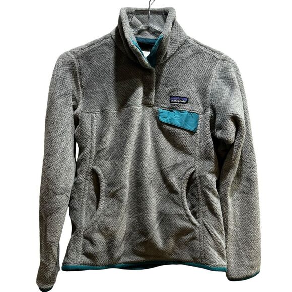 Patagonia Re-tool Snap T Pullover Fleece Gray Turquoise Small - Picture 6 of 11